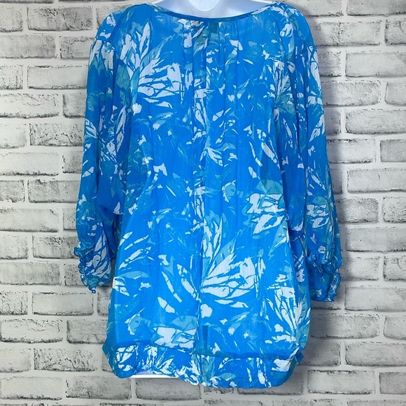 Lane Bryant Sheer Floral Pattern Tie Bow 16 - Picture 5 of 8